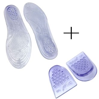 Kit Palmilha Gel Silicone + Calcanheira Gel Anti Impacto Esporão Cancaneo Fascite Plantar Contra Dor