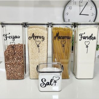 kit Porta mantimentos para arroz - feijão - alimentos potes organizadores - pote hermético cozinha