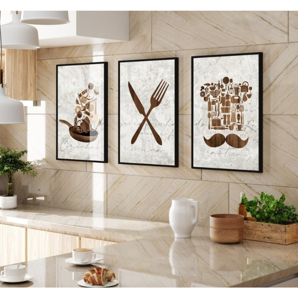 kit quadro decorativo decoração enfeite para cozinha moderna