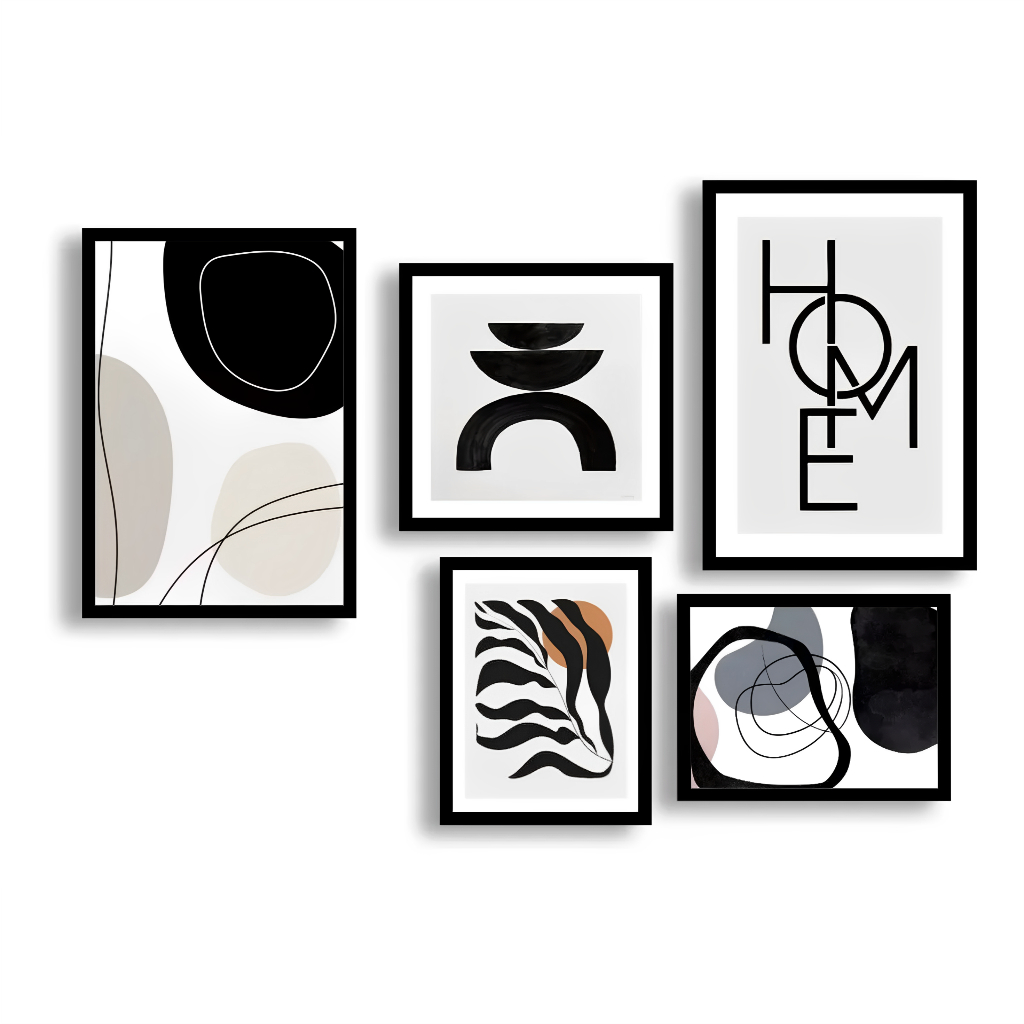 Kit Quadros Decoração 5 pçs Quadro Decoração Sala Quarto Escritório Casa
