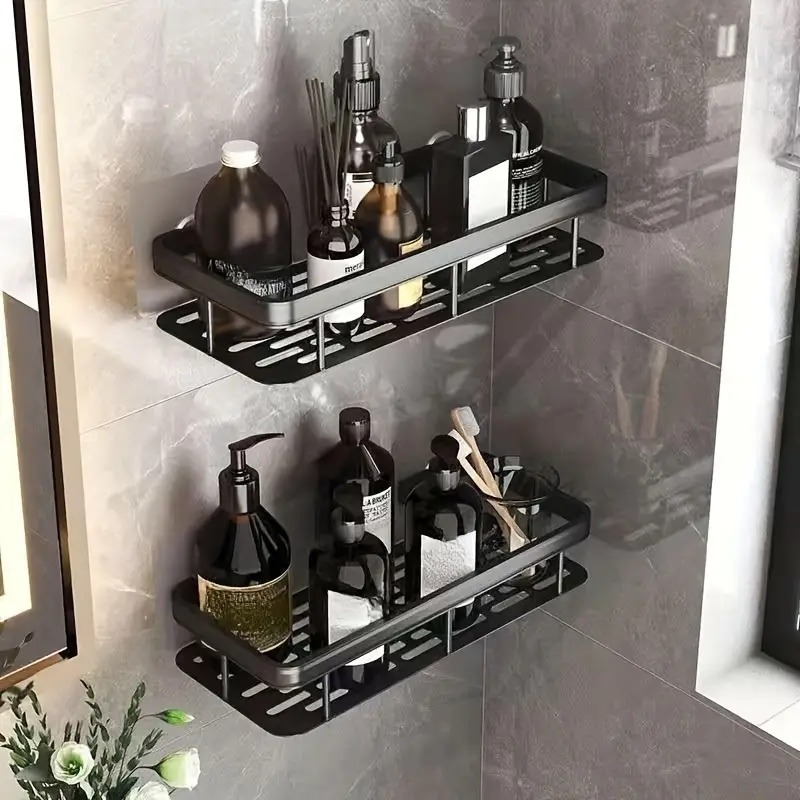 Kit Suporte Para Shampoo Antiferrugem Adesivo Sem Furo Prateleira Banheiro Top Premium
