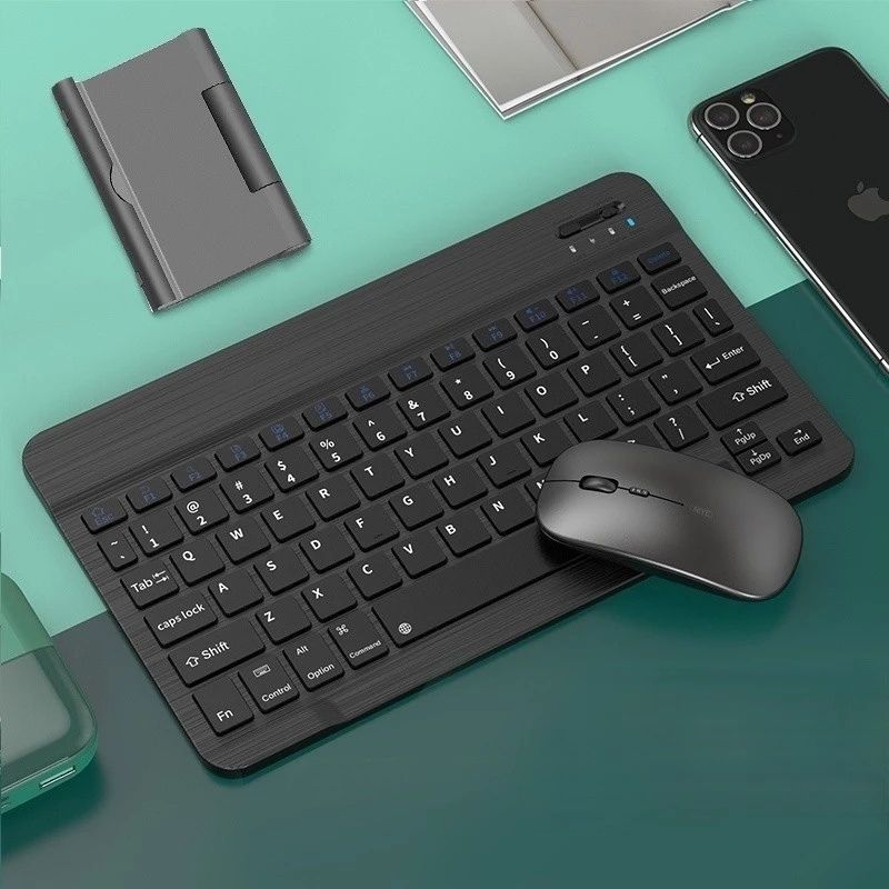 Kit Teclado e Mouse Sem Fio Bluetooth Colorido Compatível com Android iOS e Windows