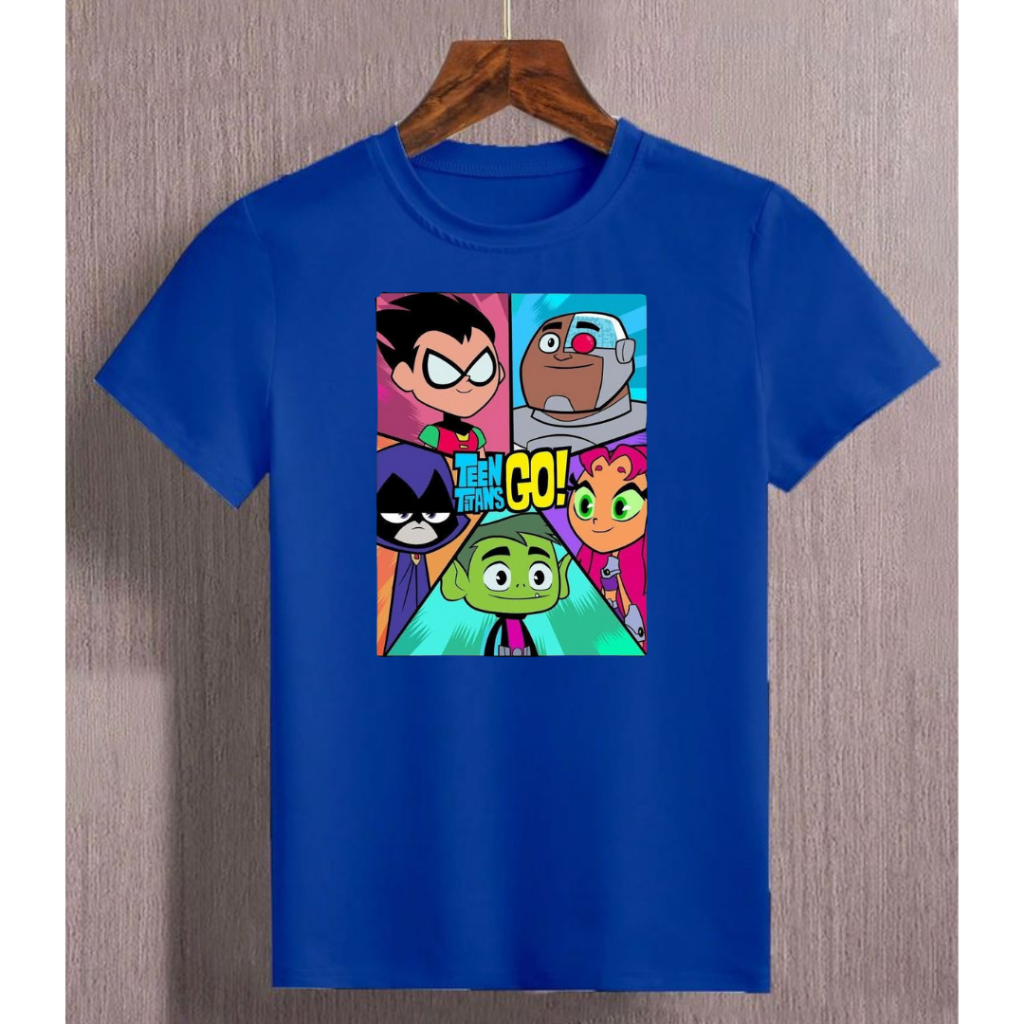 Linda Camiseta Jovens Titãs Azul Infantil e Adulto T-shirt Blusa unissex 100% Algodão 30.1 Envio imediato