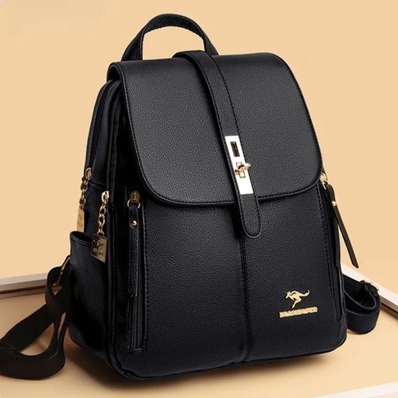 mochila De Costas Couro Social Feminina Elegante Reforçada Top canguru
