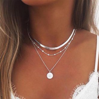 Moda Popular Novo Colar de Senhoras Pingente de Lótus Simples de Múltiplas Camadas