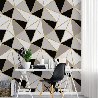 Papel de Parede 5 Metros Geométrico ZARA Preto, Branco, Cinza para Decoração de Ambiente