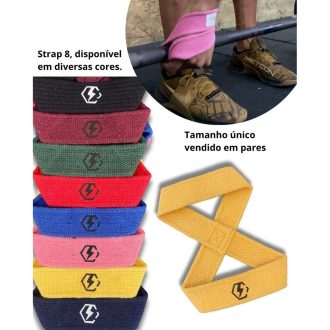 PAR Strap Oito Luva Academia Musculação Treino Pesado Strongman