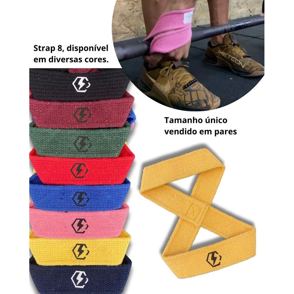PAR Strap Oito Luva Academia Musculação Treino Pesado Strongman