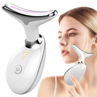 Portátil Beleza Pele Firmeza Pescoço Led Vibração Fóton Levanta A Anti-Rugas Remover Massageador