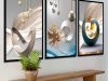 Quadro Decorativo 3 Pçs Abstrato Geométrico Circulo Cinza Para Sala Promoção