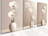 Quadro decorativo vasos flores mármore branco quartzo 3 peças sala quarto cozinha e escritório decoraçao