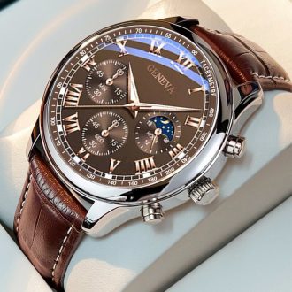 Relógio De Quartzo Empresarial Masculino Moderno , Pulseira De Couro Elegante , Estilo Casual E Esportivo