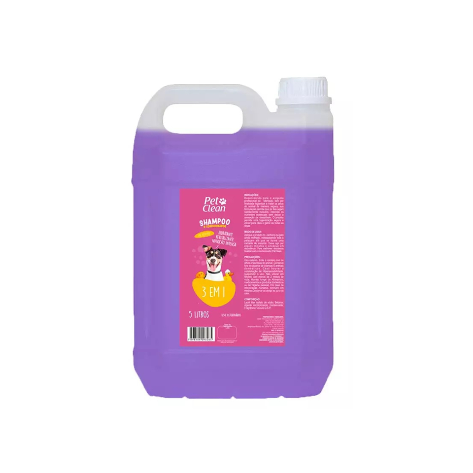 Shampoo 3 em 1 Para Cães Gatos Banho Tosa Pet Clean 5 Litros