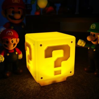 Super Mario Bros Musical LED Pergunta Mark Lâmpada Nocturna para Crianças Quarto Lâmpada de Mesa Cubo Carregamento USB
