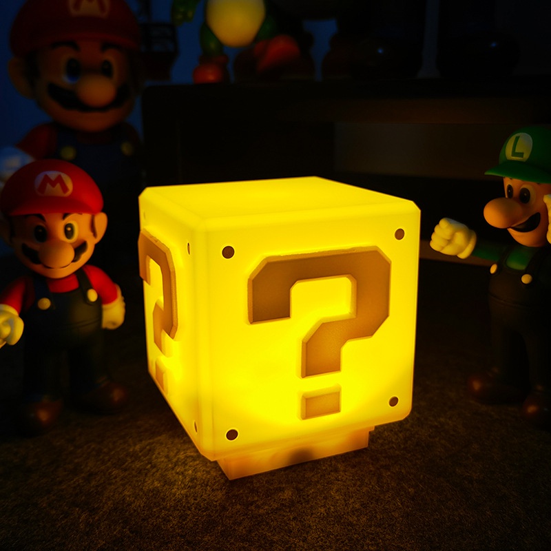 Super Mario Bros Musical LED Pergunta Mark Lâmpada Nocturna para Crianças Quarto Lâmpada de Mesa Cubo Carregamento USB