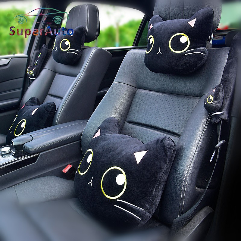 Superauto Carro Travesseiro Pescoço Cabeça Gato Dos Desenhos Animados Encosto De Viagem Cinto De Segurança Alças De Ombro Reversa Cobre