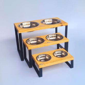 Suporte Duplo Elevado Comedouro Bebedouro Alimentador Pet Cachorro Gato Comedor Pote Inox Tigela