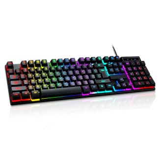 Teclado Gamer Semi-Mecânico Qwerty Português Led RGB Rainbow Ergonômico