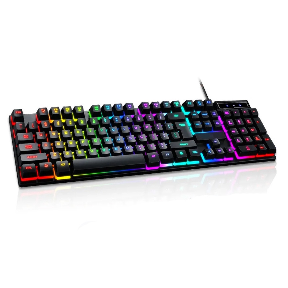 Teclado Gamer Semi-Mecânico Qwerty Português Led RGB Rainbow Ergonômico
