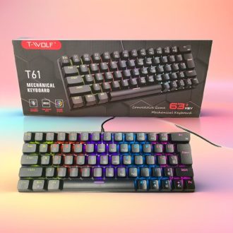 Teclado Mecânico Gamer Inteligente Pequeno Switch Azul Vemelho LEHMOX LEY-2080/LEY2081/T61 63+KEY