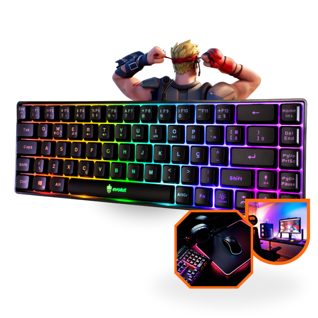 Teclado Semi Mecânico Com Led Gamer Multimidia Layout 60% á 100% Computador Notebook PC