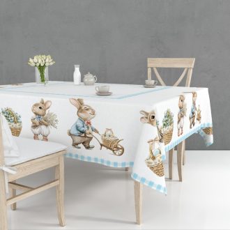 Toalha de Mesa Retangular p/ 6 lugares 2,20 x1,50 Páscoa Encantada (Decoração, Cozinha, Mesa Posta))