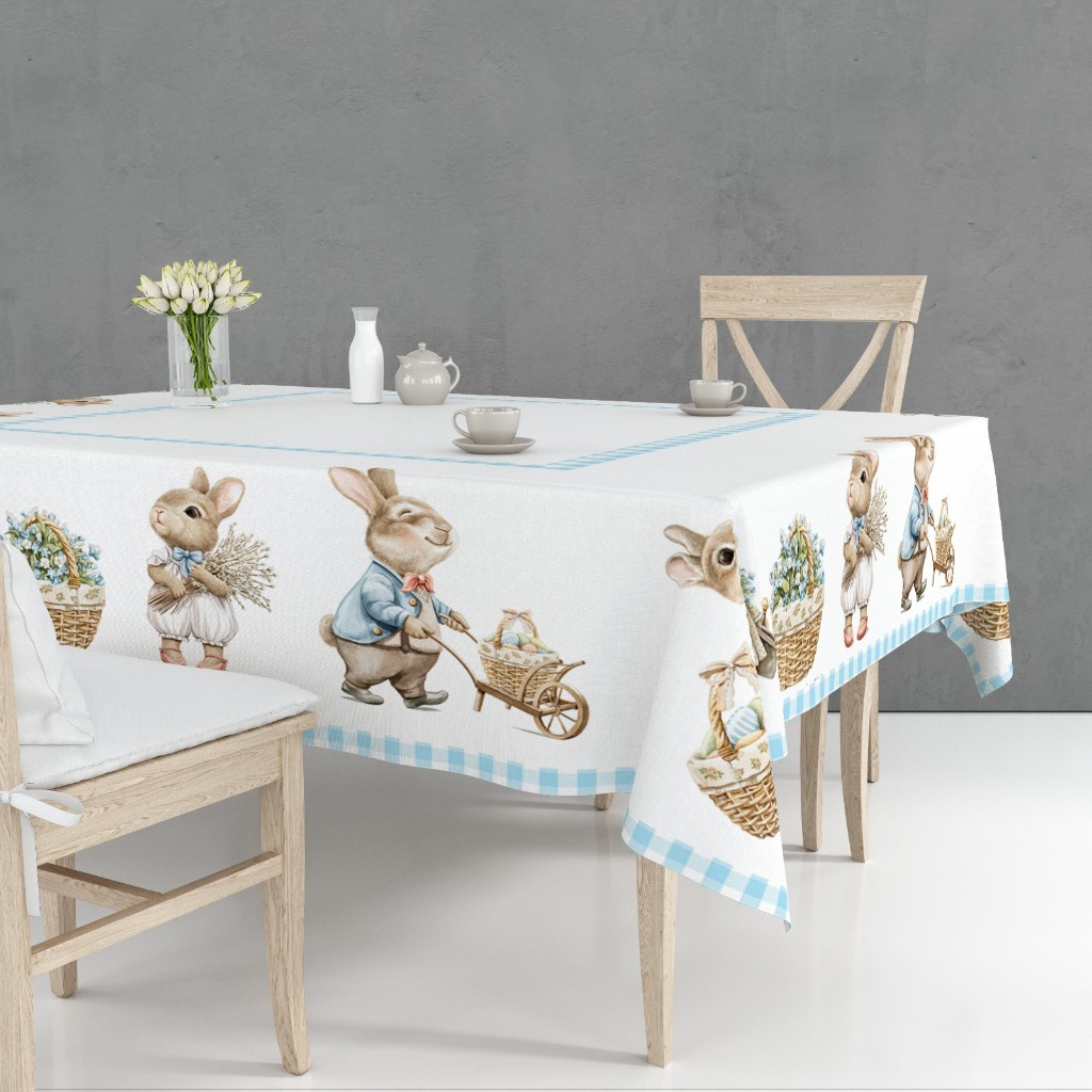 Toalha de Mesa Retangular p/ 6 lugares 2,20 x1,50 Páscoa Encantada (Decoração, Cozinha, Mesa Posta))