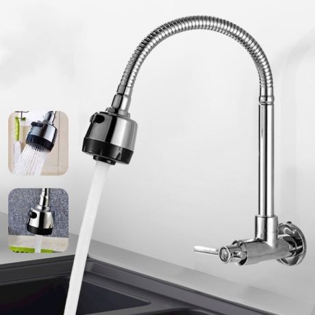 Torneira de Cozinha Gourmet Flexível de Parede METAL Inox Cozinha gourmet Chuveirinho Cozinha Parede