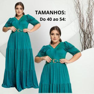 Vestido Feminino Longo Evangelico Plus Size Duas Marias Cinto Tamanho Grande Tendencia Curve Igreja