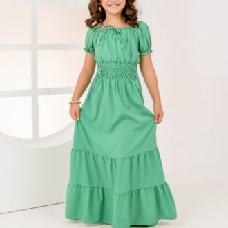 Vestido Juvenil Midi festa Três Maria Verde Jade