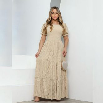 VESTIDO LONGO TRÊS MARIAS FEMININO LAISE DE MALHA COLORIDO