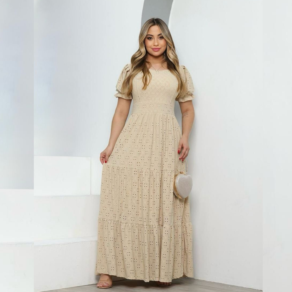 VESTIDO LONGO TRÊS MARIAS FEMININO LAISE DE MALHA COLORIDO