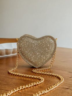 Bolsa Feminina Transversal Pequena Mini Bag Festa Love Glitter