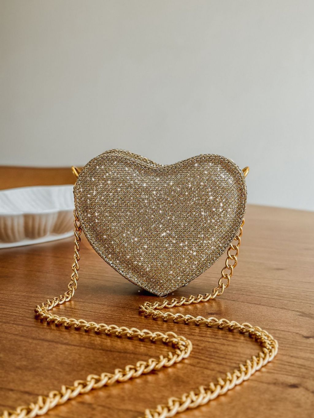 Bolsa Feminina Transversal Pequena Mini Bag Festa Love Glitter