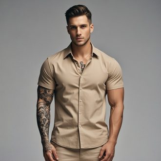 Camisa Social Masculina Manga Curto Slim Cores vibrantes lisa Verão Carnaval 2025