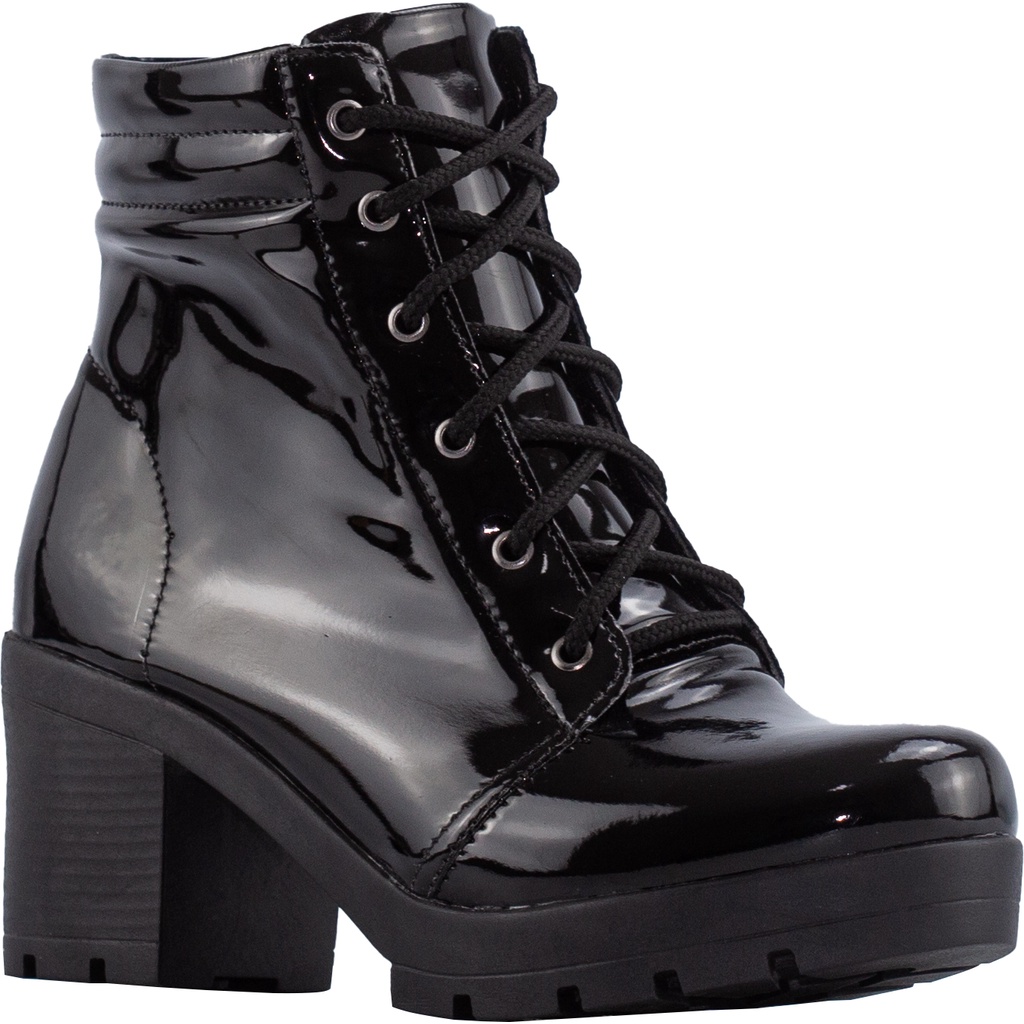 Coturno Feminino Lumiss Salto Grosso Tratorado Bota Cano Curto Confortável Blogueira Moda