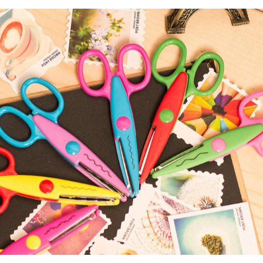KIT 6 Tesouras Para Picotar Corte Decorado Scrapbook Tesoura Escolar Artesanato Picote Ondas ZigZag