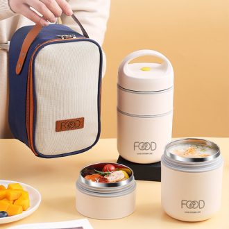 Lancheira Térmica Portátil De Aço Inoxidável 304 Com Bolsa À Prova De Vazamentos Caixa Bento Para Adultos Sopa Alimentos