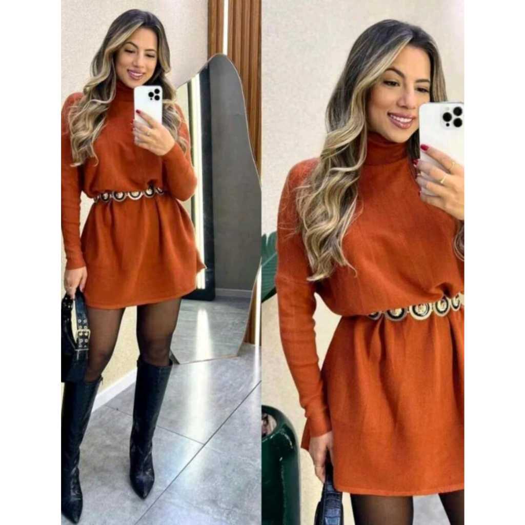 Vestido poncho Femenino Lancinha Manga Longa Gola Alta Elegancia e Comforto 36 ao 44