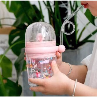 Copo Com Canudo Infantil Personagem Plástico - Promoção