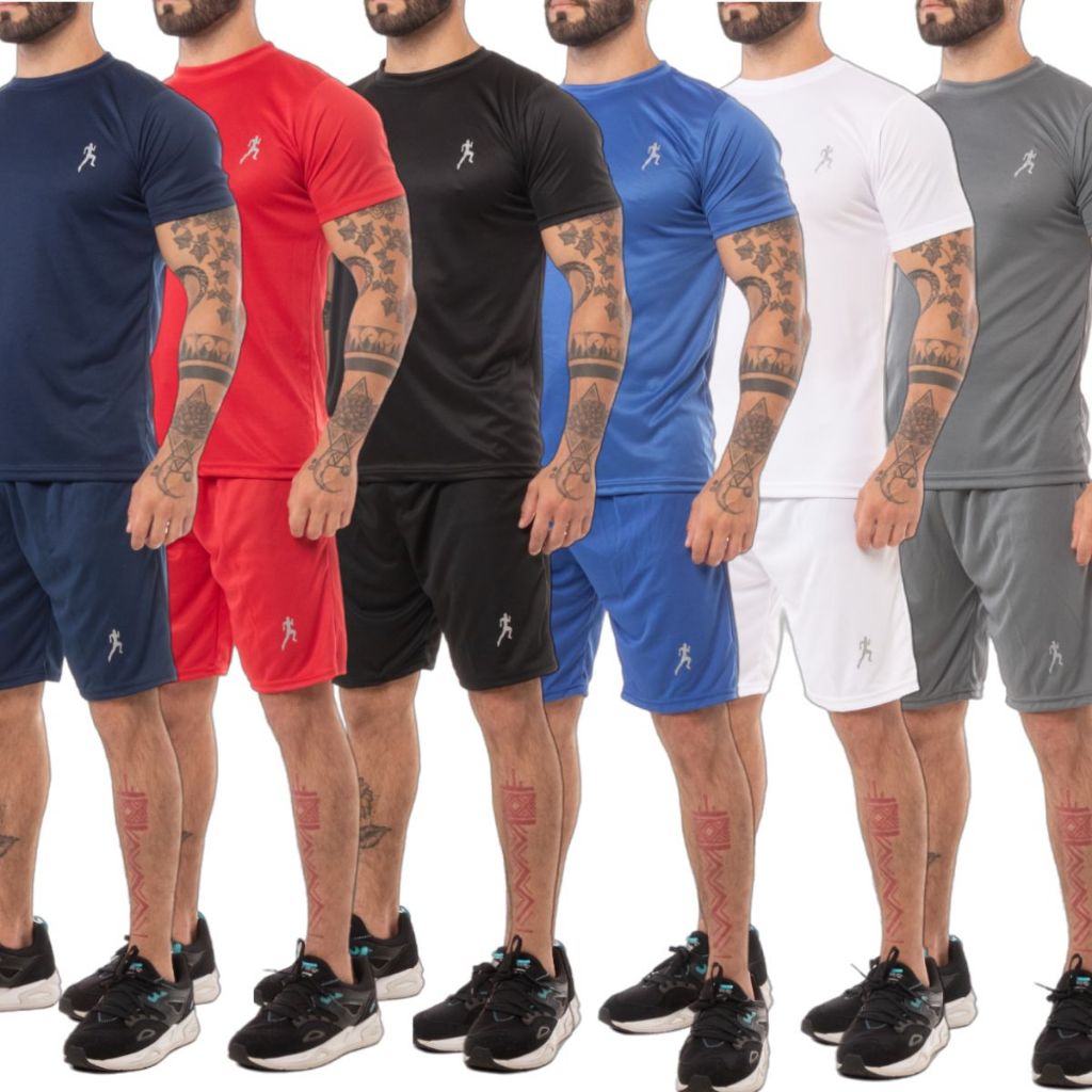 Kit 6 Camisetas Masculinas + 6 Bermudas Academia Esportiva - Conjuntos