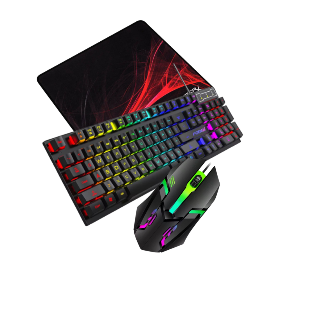 Kit Gamer: Teclado Semi Mecânico RGB + Mouse RGB Óptico + Mouse Pad Profissional, PC, Not, Xbox,Ps5