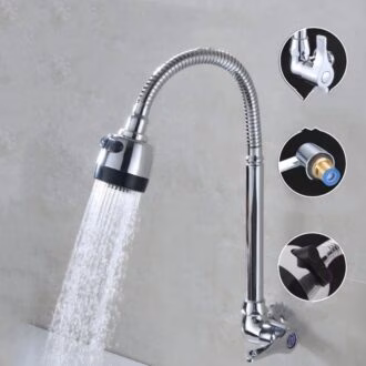 Inox Prata Torneira Com Chuveiro Com Rotação De 360° Cozinha Luxo Parede Promoção