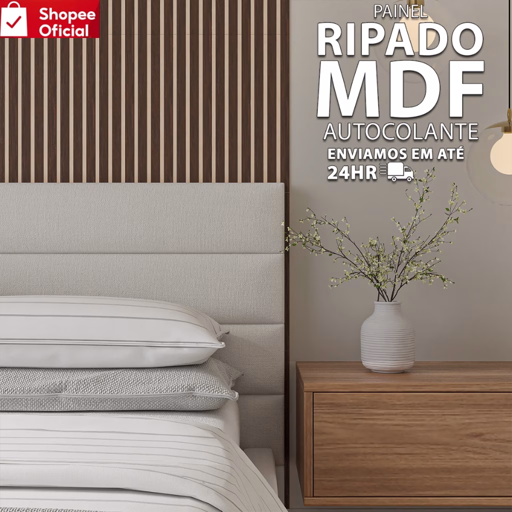 Kit 100 Placas Ripada Painel Decorativo em Mdf de Alta Qualidade Premium 45x11cm - ENVIO FULL
