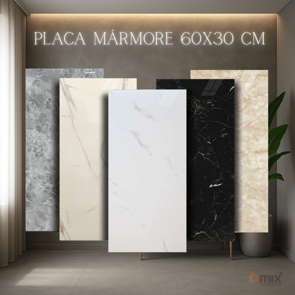 Kit 15 Placas Mármore Vinílico Adesivo 60x30 Parede Decoração Lavável