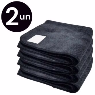 Kit 2 Panos Mágico Microfibra Grande Preto 60x40cm Anti Risco Automotivo Lava Seco Não Solta Fiapos