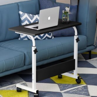 Mesa Ajustável Dobrável Multifuncional – Mesa Lateral para Notebook e Cabeceira com Altura Regulável, Cor Preta