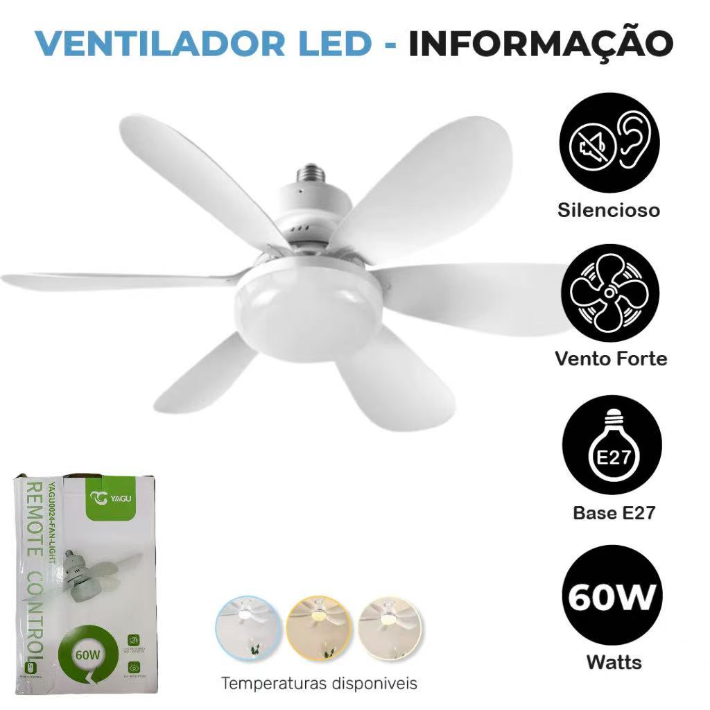 60W Ventilador De Teto Wind Light Silent Controle Remoto Lâmpada Led Silenciosa 6 Folhas ANJGG