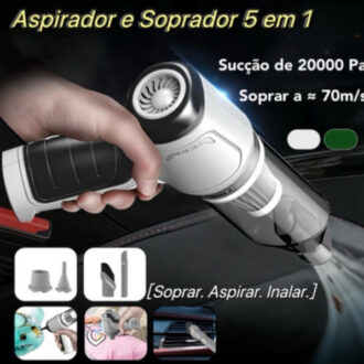 Aspirador e Soprador Portátil 5 em 1 - Alta Potência e Multifuncional para Limpeza Completa