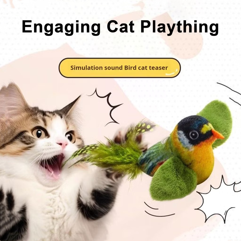 Brinquedo De Gato Simulação Realista Pássaro De Pelúcia Para Gatos E Cães Toque Fonação Física